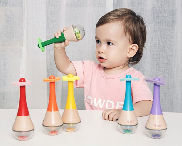 Grzechotka 2w1 Drewniany Instrument Tęczowy - obrazek 3
